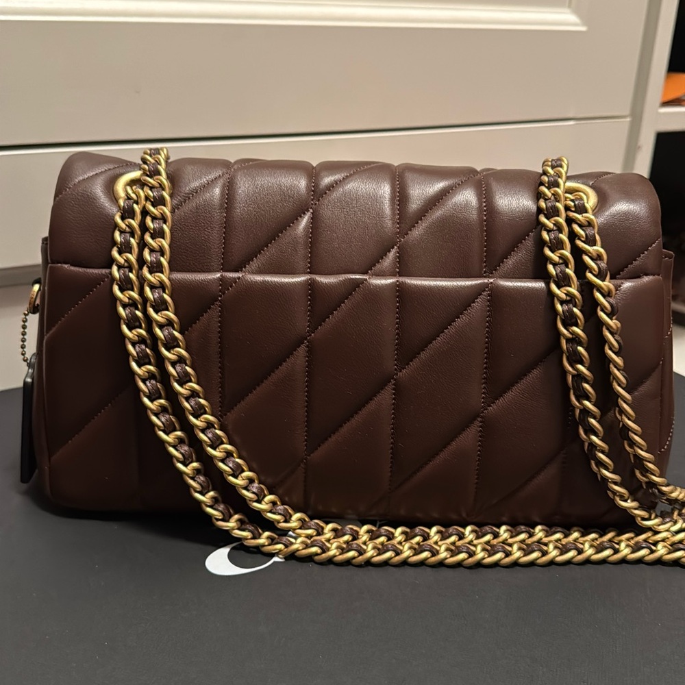 Coach Quilted Shoulder Bag in Brown with Gold Hardware - Picture 4 of 6
